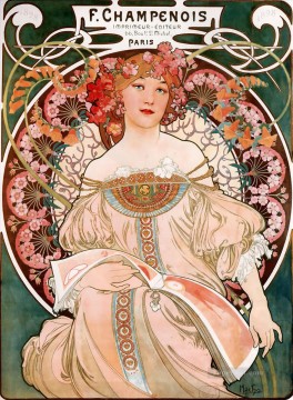 Champenois ImprimeurEditeur 1897 チェコ アール ヌーボー独特のアルフォンス ミュシャ Oil Paintings